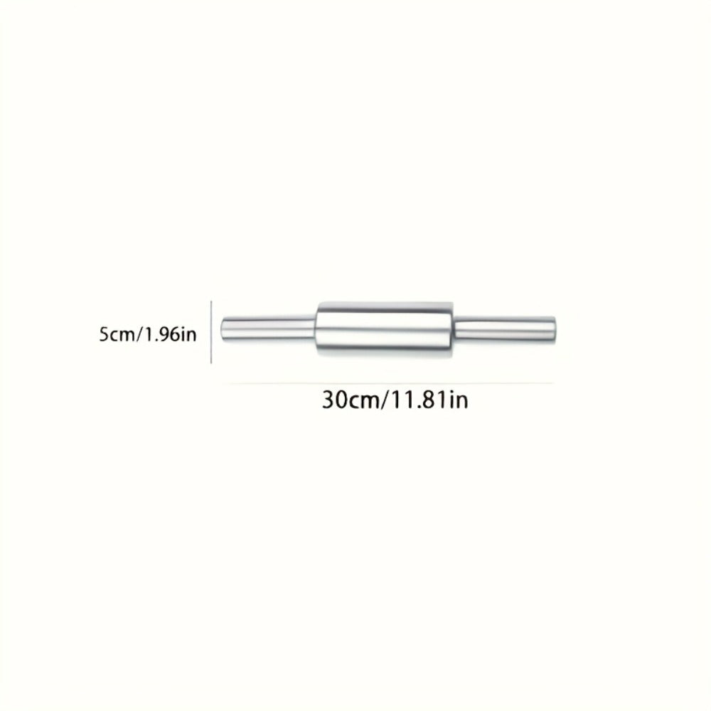 Stainless Steel Rolling Pin, Professional Non-Stick Dough Roller with Non-Slip Grip and Rounded Ends, Easy to Clean Baking Rolling Pin
