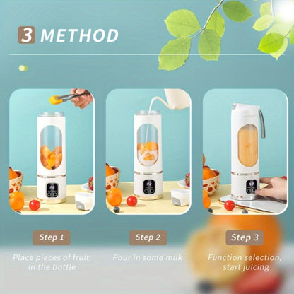 Portable USB Rechargeable Blender with LED Display, 15oz Personal Smoothie Blender for Shakes, Milkshakes & Fresh Juice