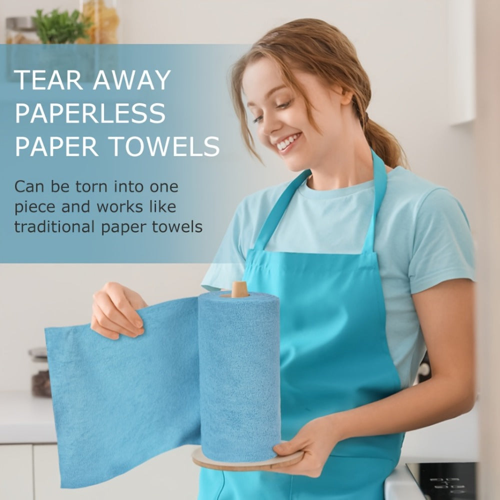 Microfiber Cleaning Cloths Reusable Paper Towel Roll Replacement – Washable Absorbent Tear-Away Dishcloths for Kitchen