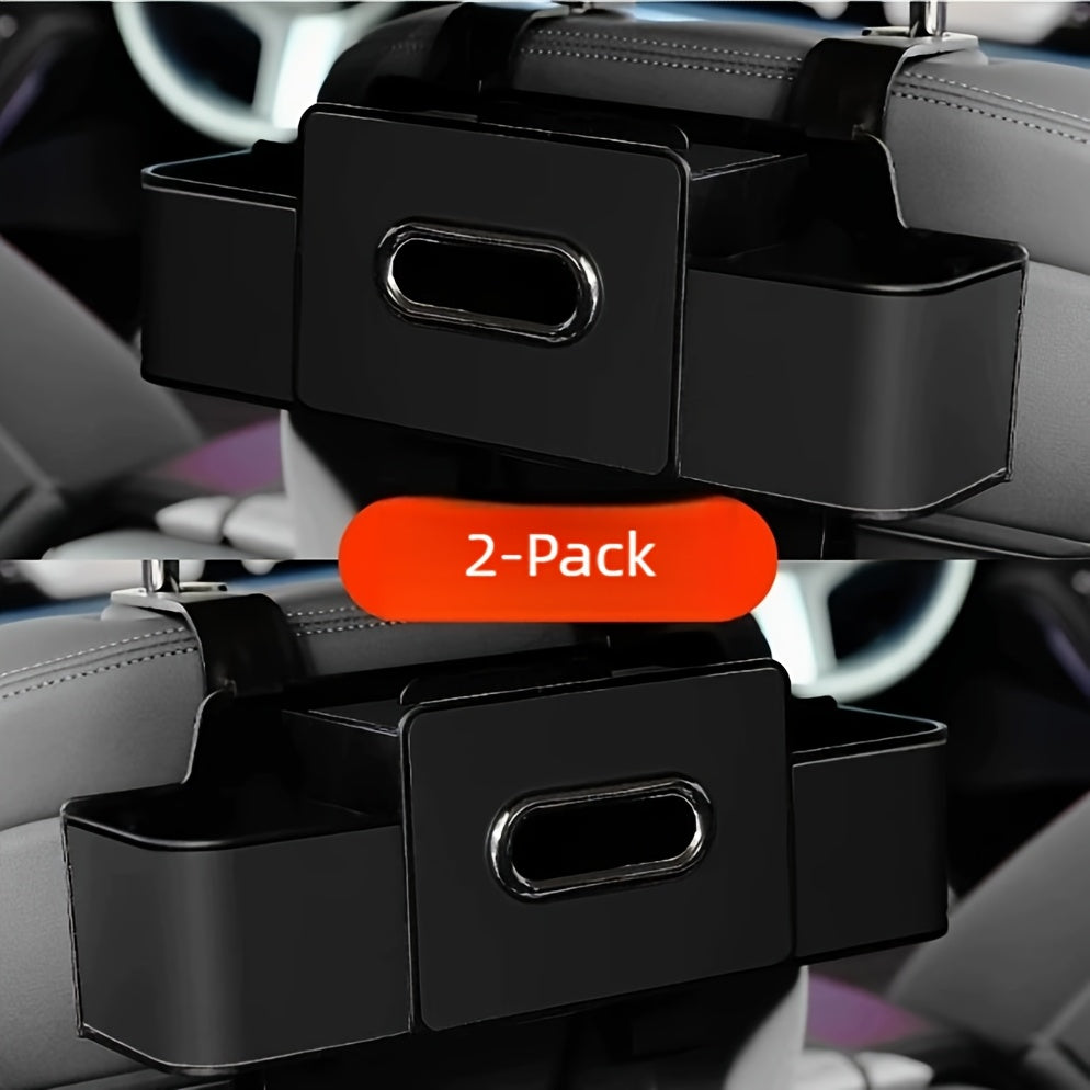 Car Backseat Organizer 8-in-1 – 2-Pack Multi-Function Hanging Storage with Cup Holders & Napkin Drawer, Large Capacity Back Seat Organizer