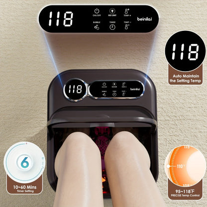 Foldable Foot Spa Bath Massager with Heating, Temperature-Controlled Foot Soak Basin with Massage Rollers