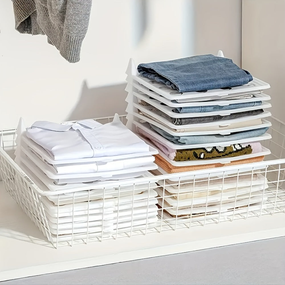 Foldable Stackable Clothes Folding Board Organizer for Shirts Pants Dresses, Plastic, Space-Saving