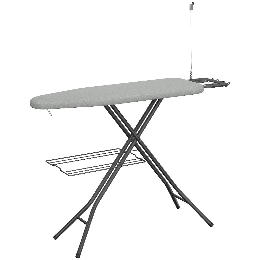 Ironing Board Full Size Foldable Height Adjustable with Clothes Rack Cord Holder 4-Layer Pad Heavy Duty Steel Legs for Laundry Room Living