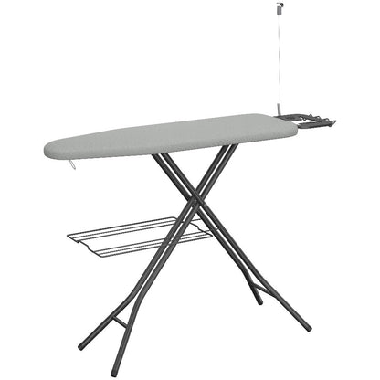 Ironing Board Full Size Foldable Height Adjustable with Clothes Rack Cord Holder 4-Layer Pad Heavy Duty Steel Legs for Laundry Room Living