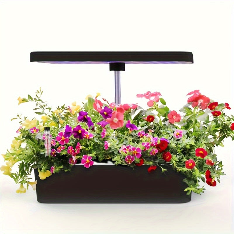 Hydroponic Garden Kit 10 Pods Indoor Herb Garden | 24W LED Grow Light Auto Timer 1-Gal Tank Quiet Pump Nutrients | Vegetables Flowers