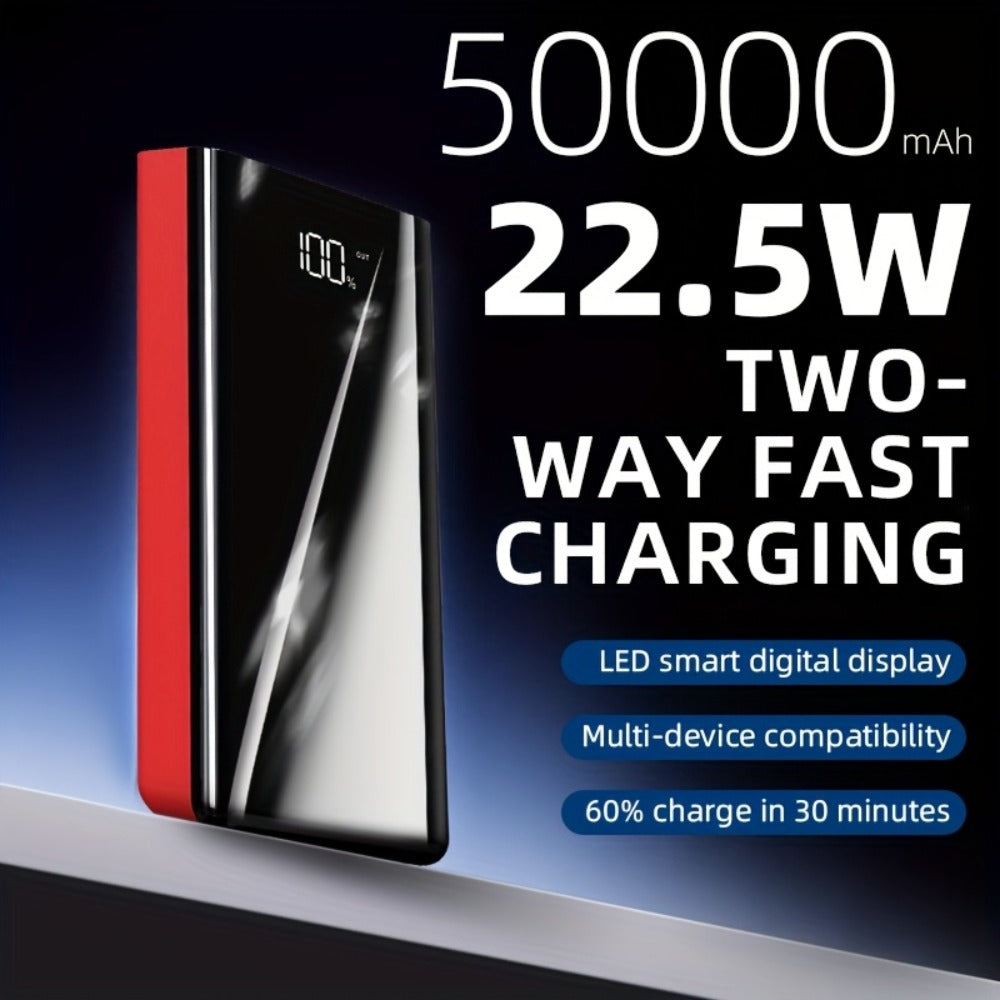 100000mAh Portable Power Bank with Flashlight LED Display Bidirectional Fast Charging Multi-Device USB Charger for Camping Outdoor Emergency