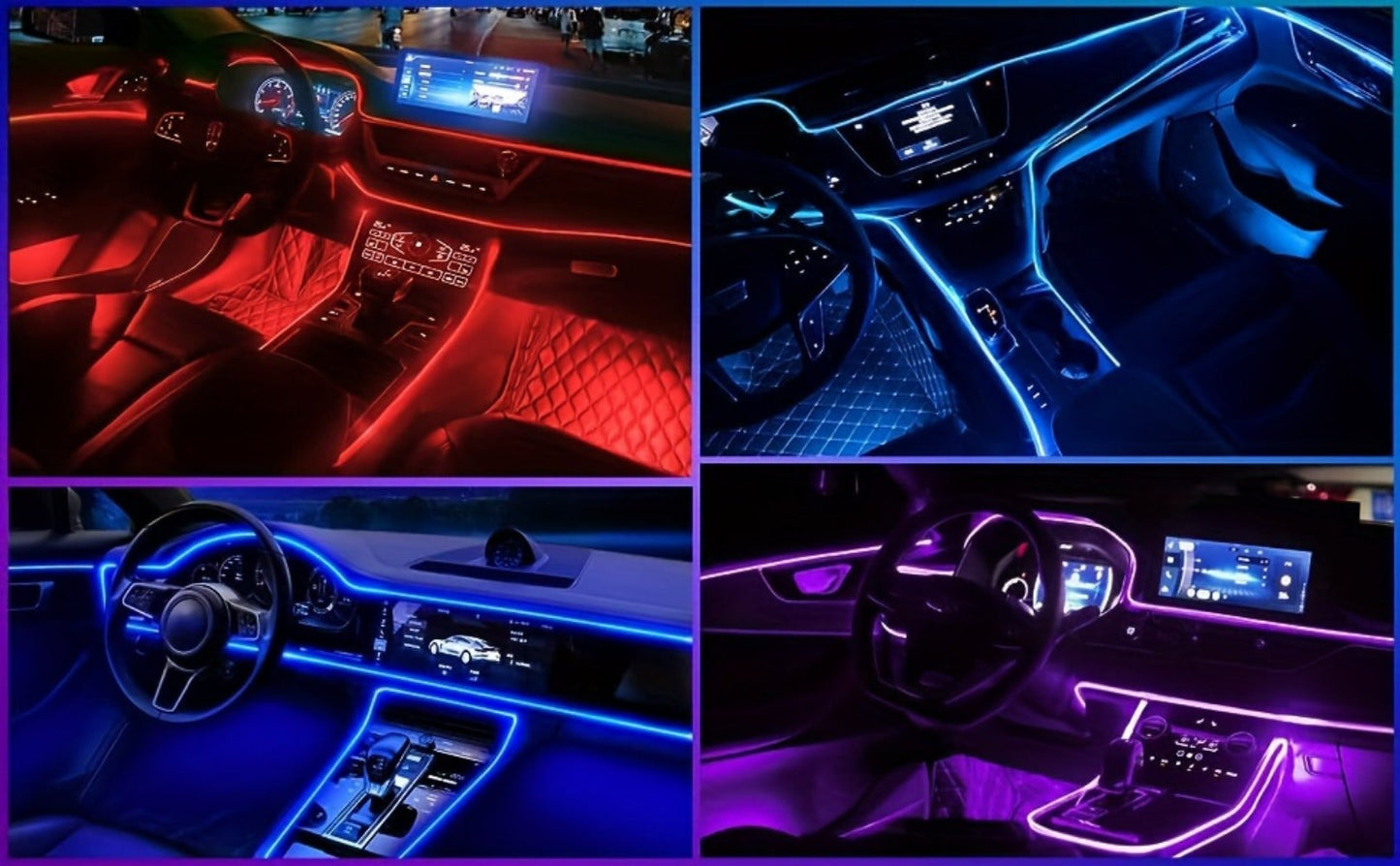 Car Interior Fiber-Style Ambient Light Kit with 5-in-1 Remote or 196.85-Inch App-Control Checkout Options