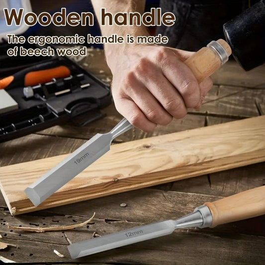 Wood Chisel Set 4pcs, CR-V Steel Woodworking Chisels 6/12/18/24mm for Entryways, Bedrooms and Living Spaces