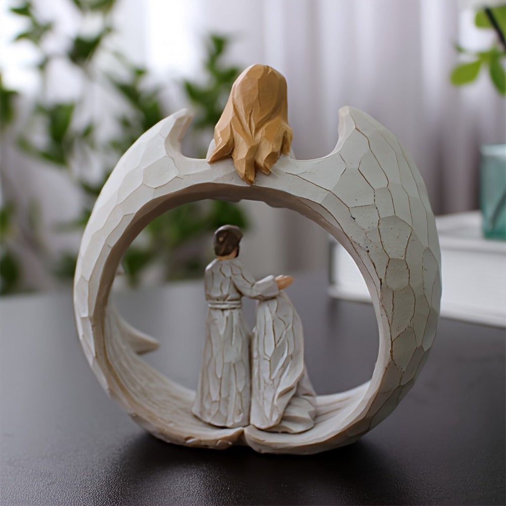 Nativity Scene Statue - Holy Family & Angel White Resin Figurine, Beautifully Crafted Religious Decor for Christmas