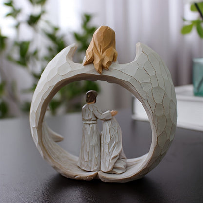 Nativity Scene Statue - Holy Family & Angel White Resin Figurine, Beautifully Crafted Religious Decor for Christmas