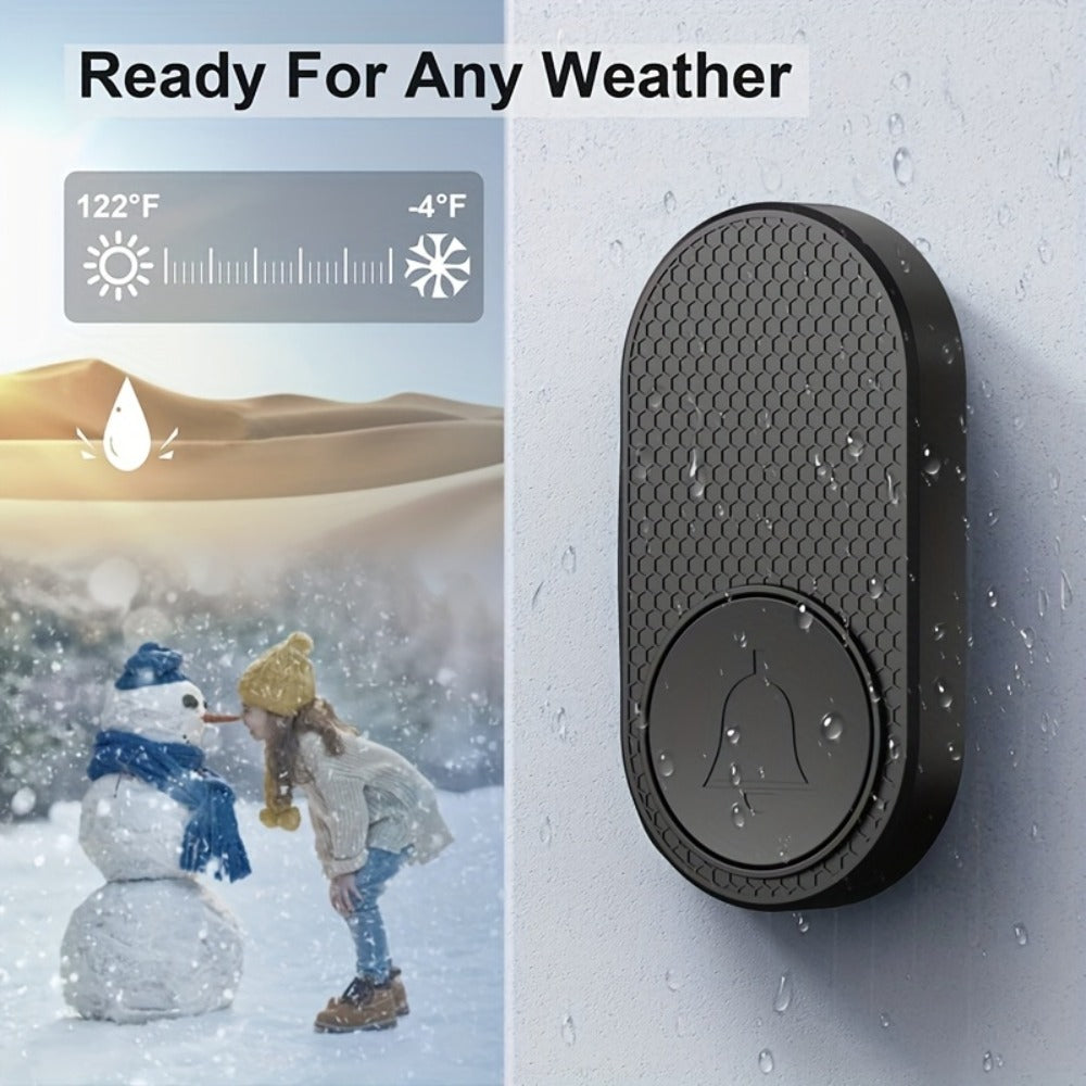 Wireless Doorbell Battery Powered, 33 Melodies, 4 Volume Levels, 1000-Foot Range, Durable Plug-In Receiver