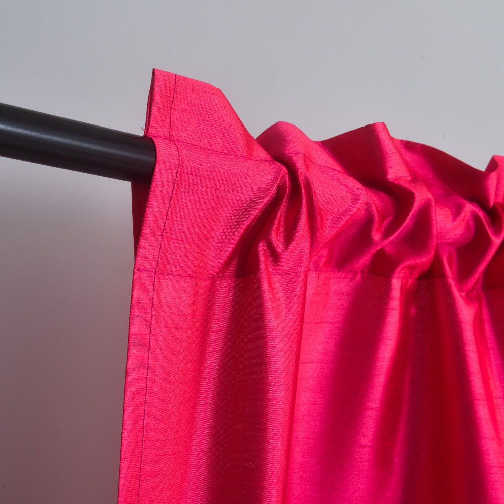 Three-Piece Faux Silk Window Curtain Set with Rod-Pocket Valance, Two 26 x 36-Inch Tiers and Eleven Colors