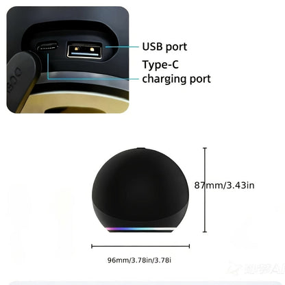Portable Bluetooth Speaker Spherical Model with RGB, TWS, Subwoofer, 360° and Included Base
