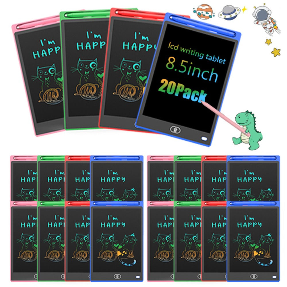 LCD Drawing Board 20 Pack for Kids 8.5 Inch Reusable Erasable Doodle Pad Electronic Writing for Parties, Celebrations and Guest Favors