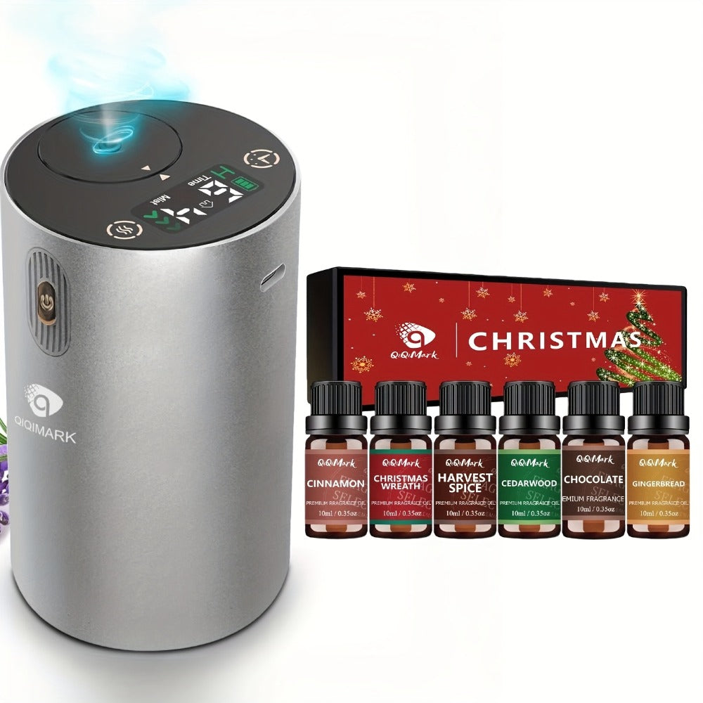 Waterless Essential Oil Diffuser with Four Mist Levels, 1–6 Hour Timer and Silver or Black Oil Bundles