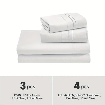 Fitted Sheet Set Deep Pocket | Soft Cooling Breathable Bedding 3-4pcs Fade-Resistant All-Season for Twin Full Queen King