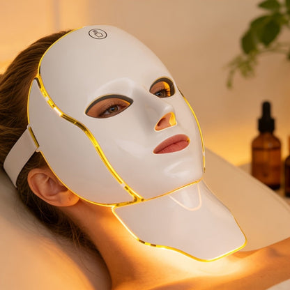 LED Light Therapy Facial Mask 7-Color USB Rechargeable, Face Neck Acne Rejuvenation Skincare Device