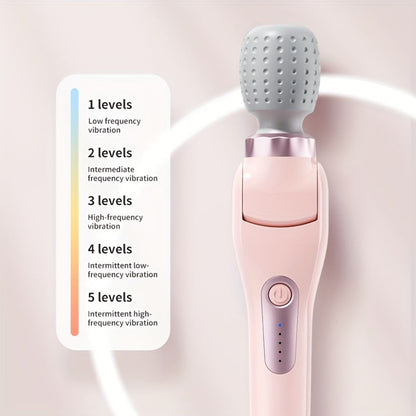 Electric Handheld Massager 180° Foldable Massage Stick, 5-Speed Vibration USB Rechargeable Rotating Head