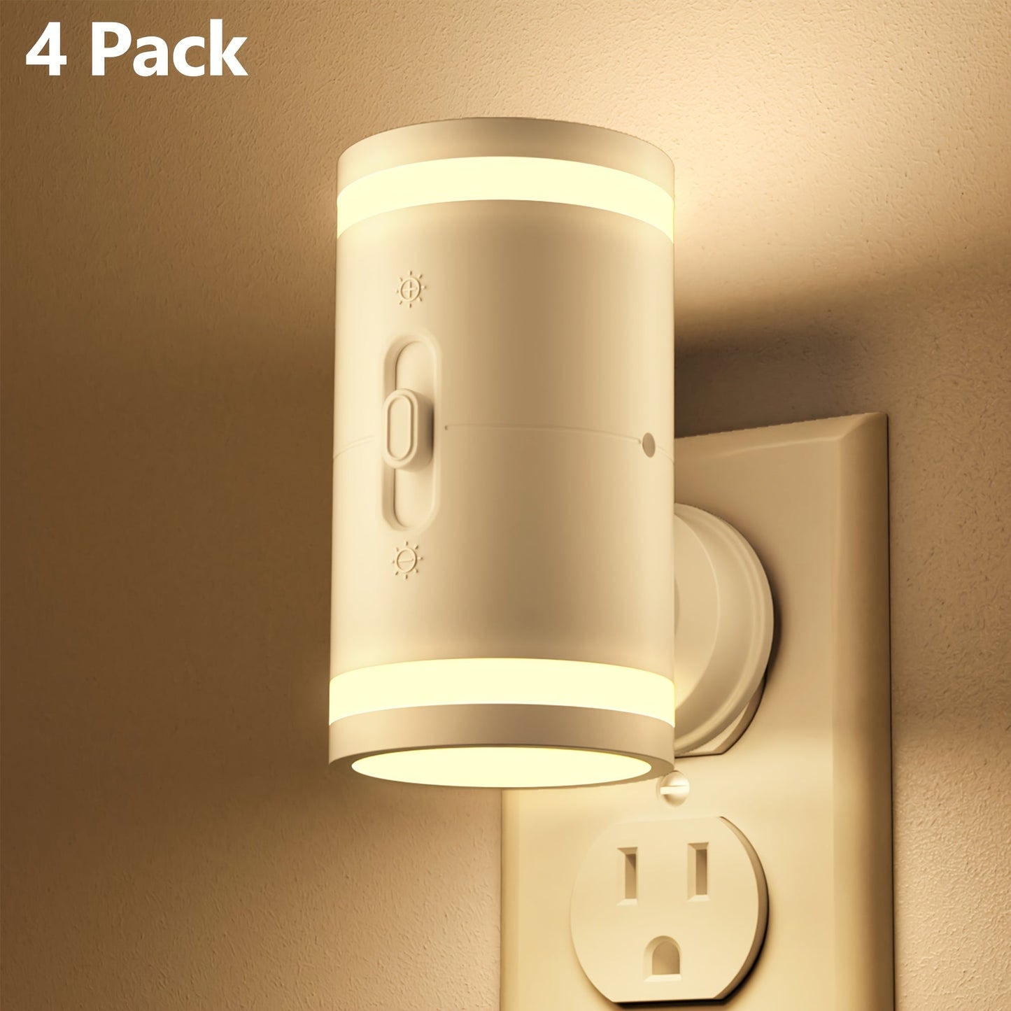 LED Night Light Plug In Dusk to Dawn Sensor, 5-120LM Adjustable Brightness, 3 Color Temperatures