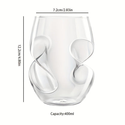 Twist Cocktail Glass Drinkware Set, 400ml Curved Cups in 2, 4 or 6-Piece Options for Home Bar and Table Service