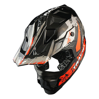 Motorcycle Helmet 1STORM Dirt-Bike Full-Face Shell with Peak Visor, XS-XXL Sizes, Padded Liner and Graphic Styles