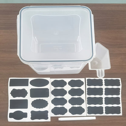 Pantry Canister Food Storage Organizer Four-Pack with 5.2L Plastic Containers and Measuring Cups