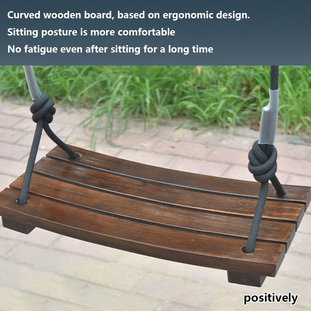 Solid Wood Outdoor Swing Seat 440LBS Capacity Adjustable Rope Length Single Seat Tree Swing for Kids Adults Backyard Garden Patio Hanging