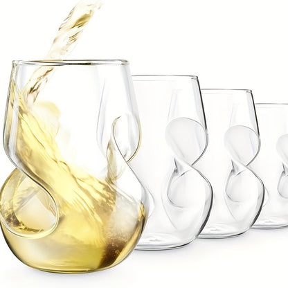 Geometric Twisted Cocktail Glasses 4 or 8 Pack – 400ml Wide Mouth BPA-Free Borosilicate Glass – Festive Drinkware for Whiskey, Beer & Tea