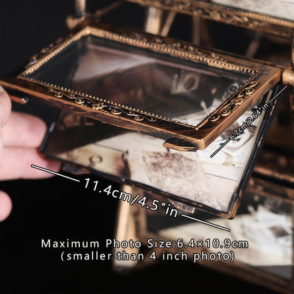 Rotating Ferris Wheel Photo Frame - Holds 8 Photos 4 inch - Vintage Spinning Picture Display Stand for Desk