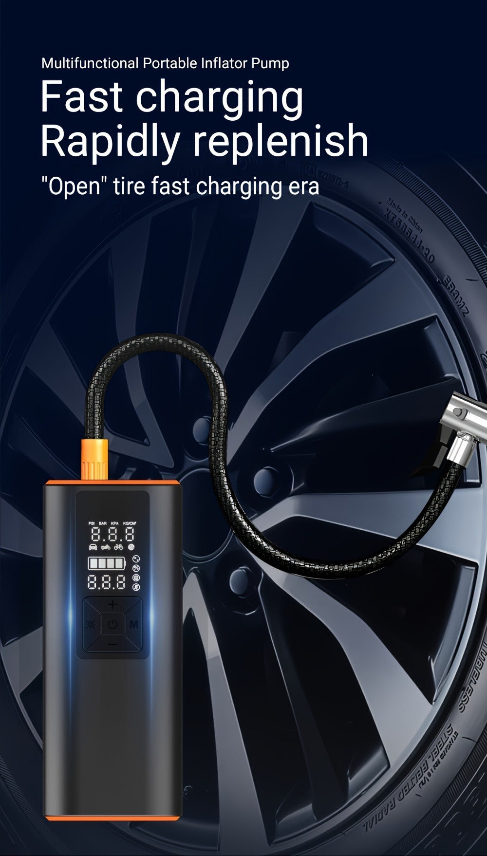 150 PSI Cordless Tire Inflator with 6000mAh Battery, Digital Pressure Gauge, LED Light and USB-C Charging