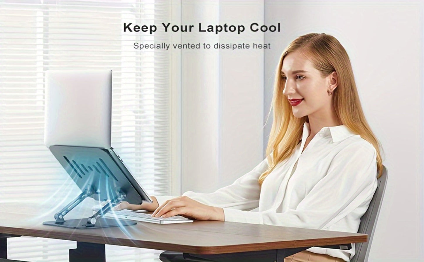 Foldable Laptop Stand with Vented Metal Tray, Dual-Hinge Riser and Three 10-16.5 Inch Source Options