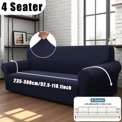 Sofa Cover Solid-Color Fitted Slipcover Options for 1, 2, 3 or 4-Seater Sofas and Separate Pillowcase