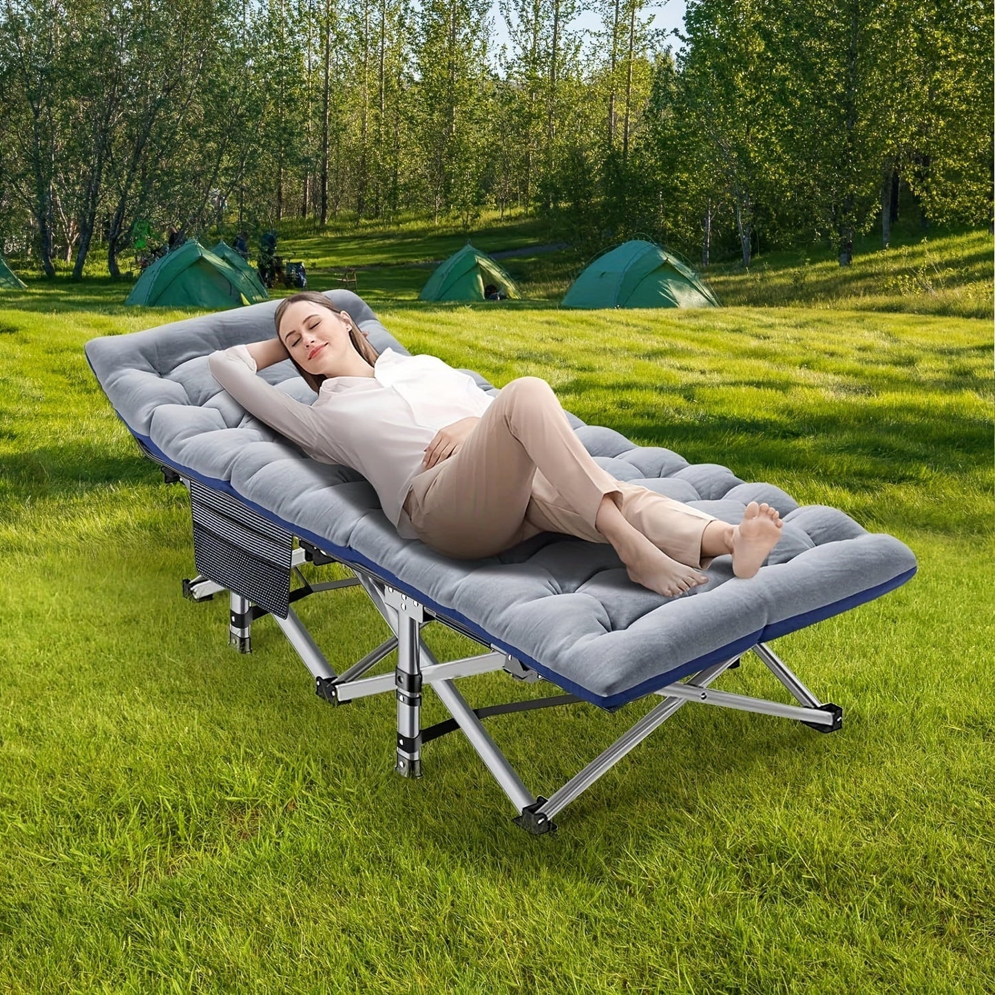 Heavy Duty Folding Camping Cot 75 Inch Portable Sleeping Bed with Carry Bag Guest Bed for Adults Outdoor Camping Hiking Home Use Gray Wine