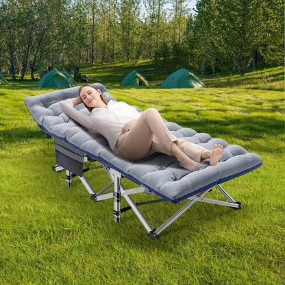 Heavy Duty Folding Camping Cot 75 Inch Portable Sleeping Bed with Carry Bag Guest Bed for Adults Outdoor Camping Hiking Home Use Gray Wine
