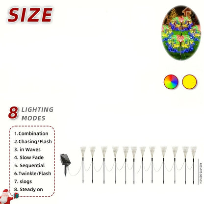 Solar Garden Light Firework Stakes with 8 Modes, 4 or 12-Pack Choices and White or Multicolor LEDs