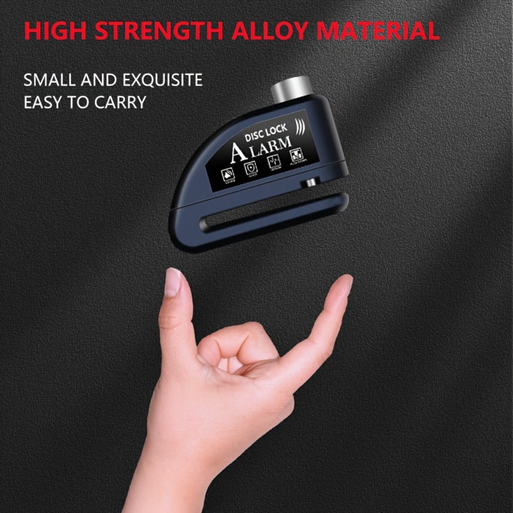Motorcycle Disc Brake Lock with Alarm 110dB Anti-Theft Security Lock 500mAh Rechargeable USB Motorbike Wheel Lock with Reminder Rope