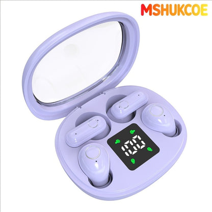 Wireless Earbuds MSHUKCOE 2-in-1 Mini Sleep Style with Touch Controls and Black, Khaki or Purple Choices