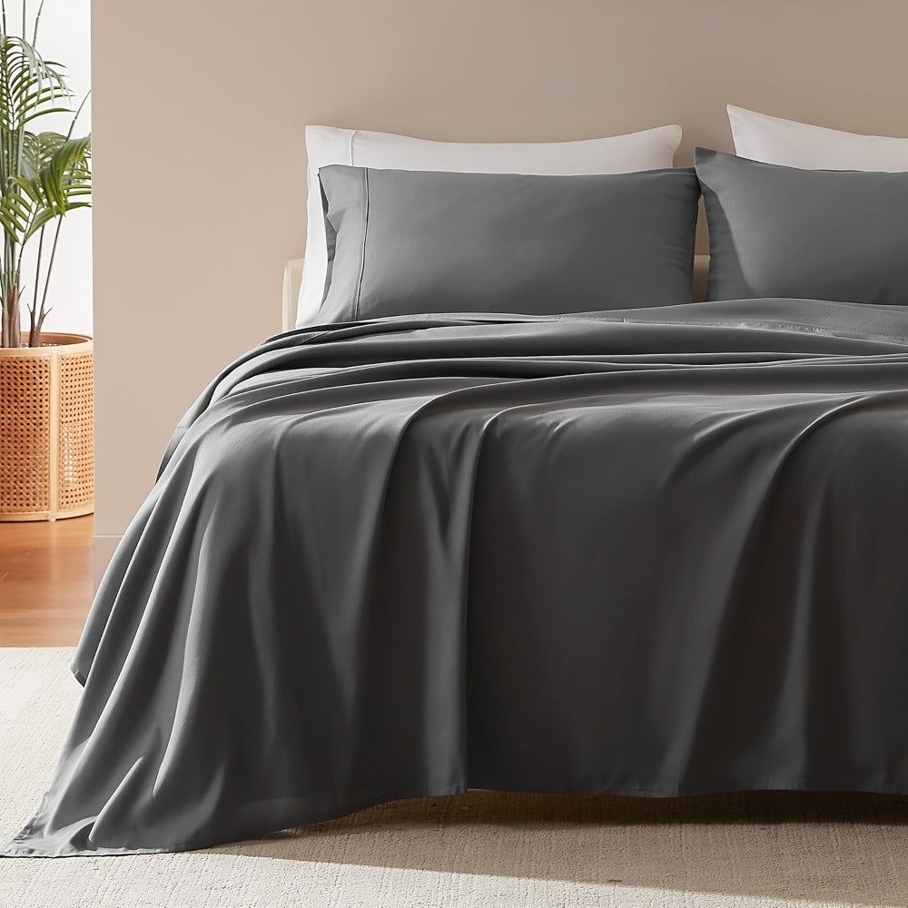 Cooling Fitted Sheet Bamboo Blend Ultra-Soft Deep Pocket Bed Sheet for Hot Sleepers Twin Full Queen King Size Machine Washable Breathable