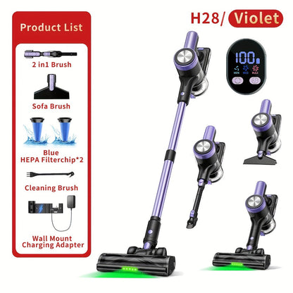 Cordless Stick Vacuum Cleaner 45KPA 8-in-1 with Anti-Tangle Brush Green Light Detection for Carpet Pet Hair Hardwood Tile Floor