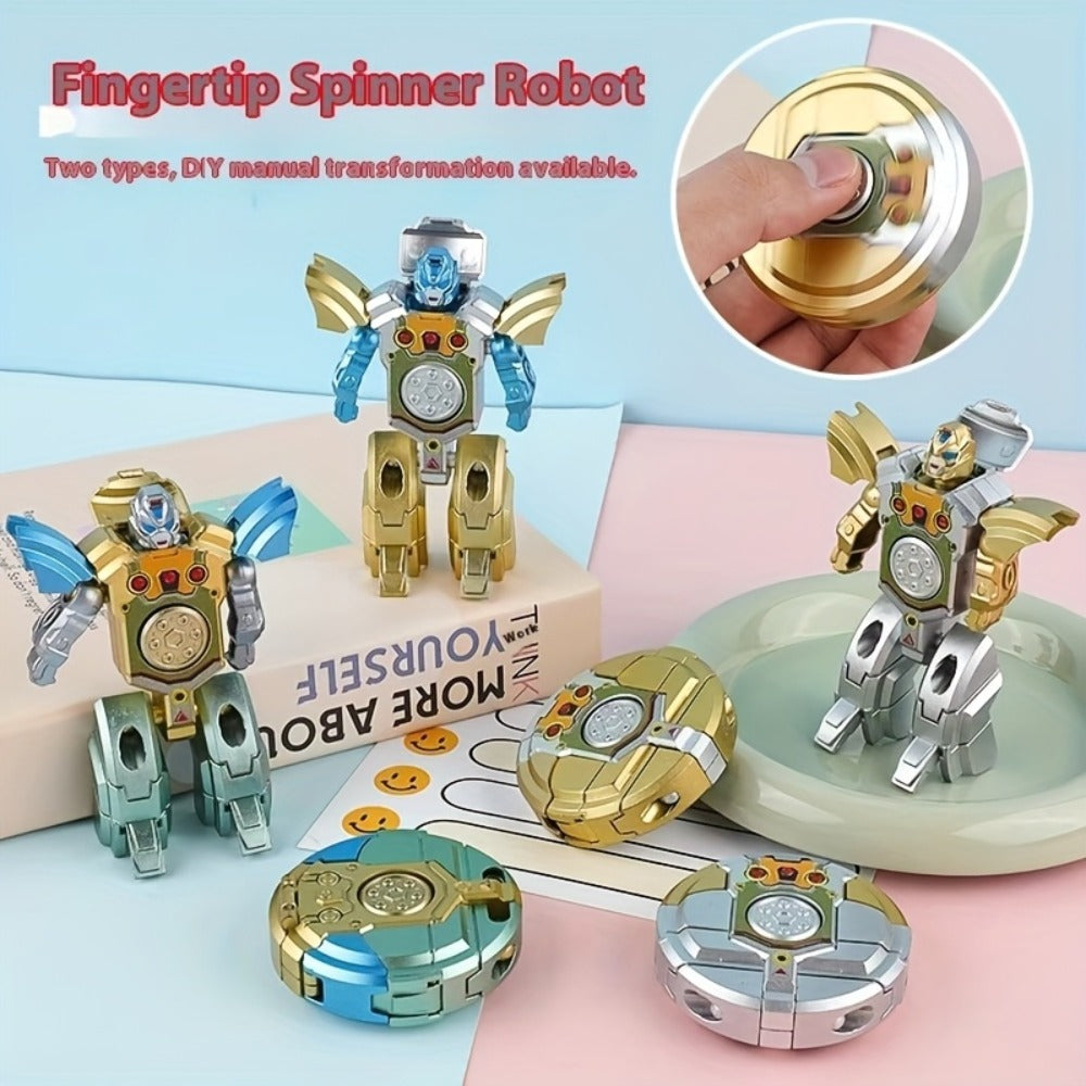 Deformation Robot Fingertip Gyro Fidget Spinner, Creative Finger Gyroscope Toy for Kids & Adults