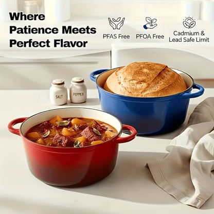 3QT Enameled Cast Iron Dutch Oven with Dual Handles, Fitted Lid and Three Color or Style Options