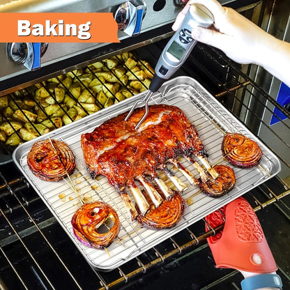 Cooling Rack 2pcs, Heavy Duty Carbon Steel Baking Rack for Cookies, Cakes and Roasting, Oven Safe Wire Rack for Grilling Turkey