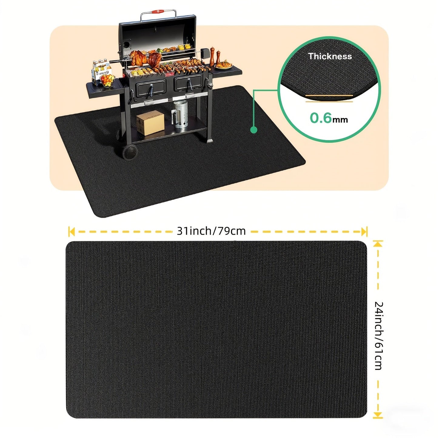 BBQ Grill Mat Fireproof & Heat Resistant - Double-Sided Fiberglass Grill Pad for Outdoor Grills, Fire Pits & Smokers