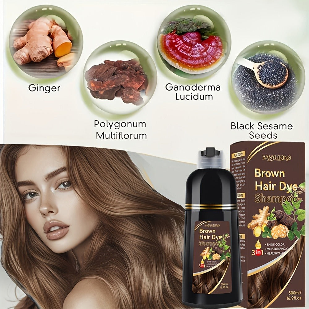 Ammonia-Free Herbal Hair Color Shampoo 3-in-1 Colors in 15 Minutes Lasts 30 Days – Semi Permanent Gray Coverage Moisturizing Cleansing Black