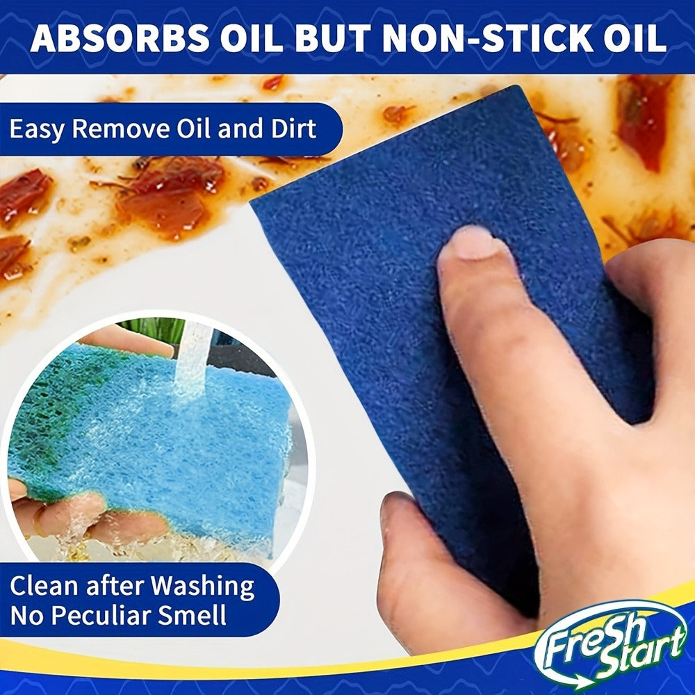 Non-Scratch Cellulose Sponge Dual-Sided with Tough Scouring Pad, Dishwashing Sponges for Kitchen