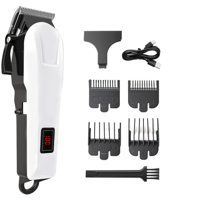 Hair Clippers & Trimmers White One-, Two- or Three-Piece Set with LCD Displays, USB-C Charging and Guide Combs