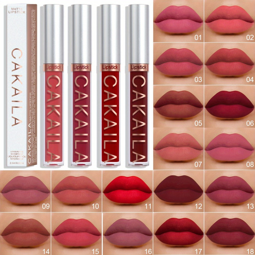 18-Piece Matte Liquid Lipstick Collection with Numbered Shades, Slim 10cm Tubes and Silver Caps