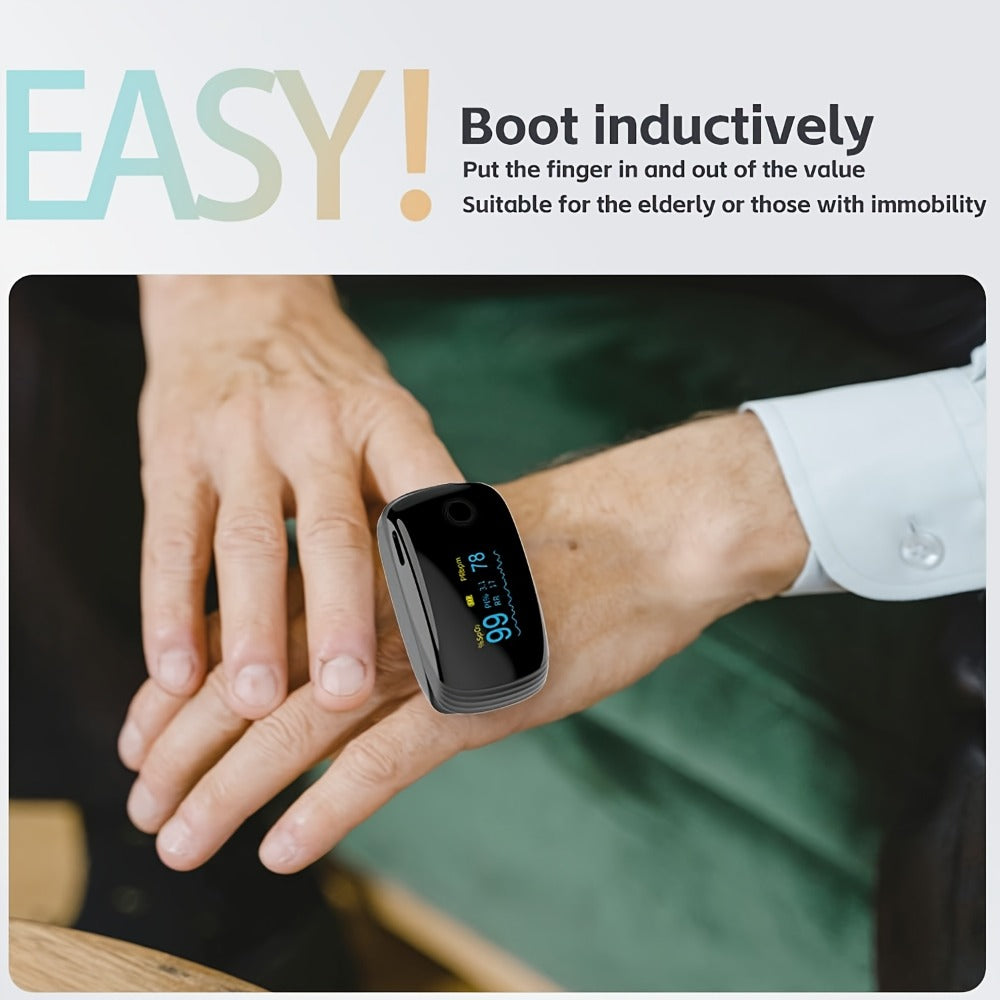 Fingertip Pulse Oximeter FDA Cleared Rechargeable SpO2 Blood Oxygen Monitor with Pulse Rate for Entryways, Bedrooms and Living Spaces