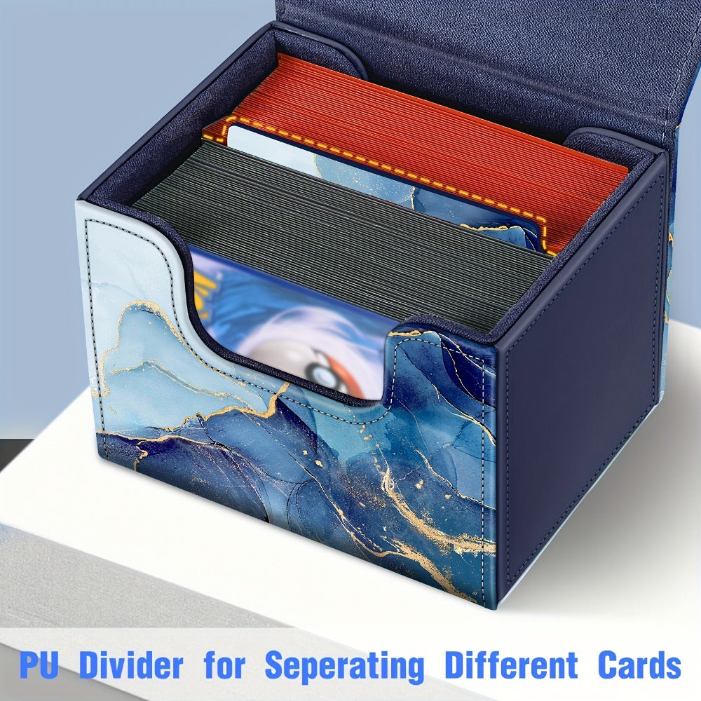 Magnetic Trading Card Deck Box with Six Marble-Style Color Options, Divider and Pictured 10.5 cm Width