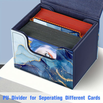 Magnetic Trading Card Deck Box with Six Marble-Style Color Options, Divider and Pictured 10.5 cm Width